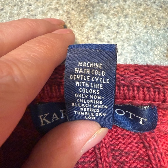 Karen Scott Women’s Peppered Red Pullover Cable Knit Sweater Small 100% Cotton - Picture 6 of 8